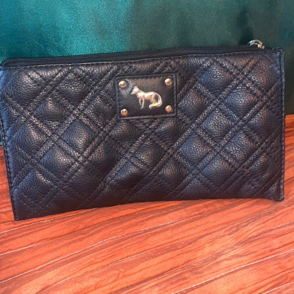 Emma Fox Black Leather Wristlet/Clutch